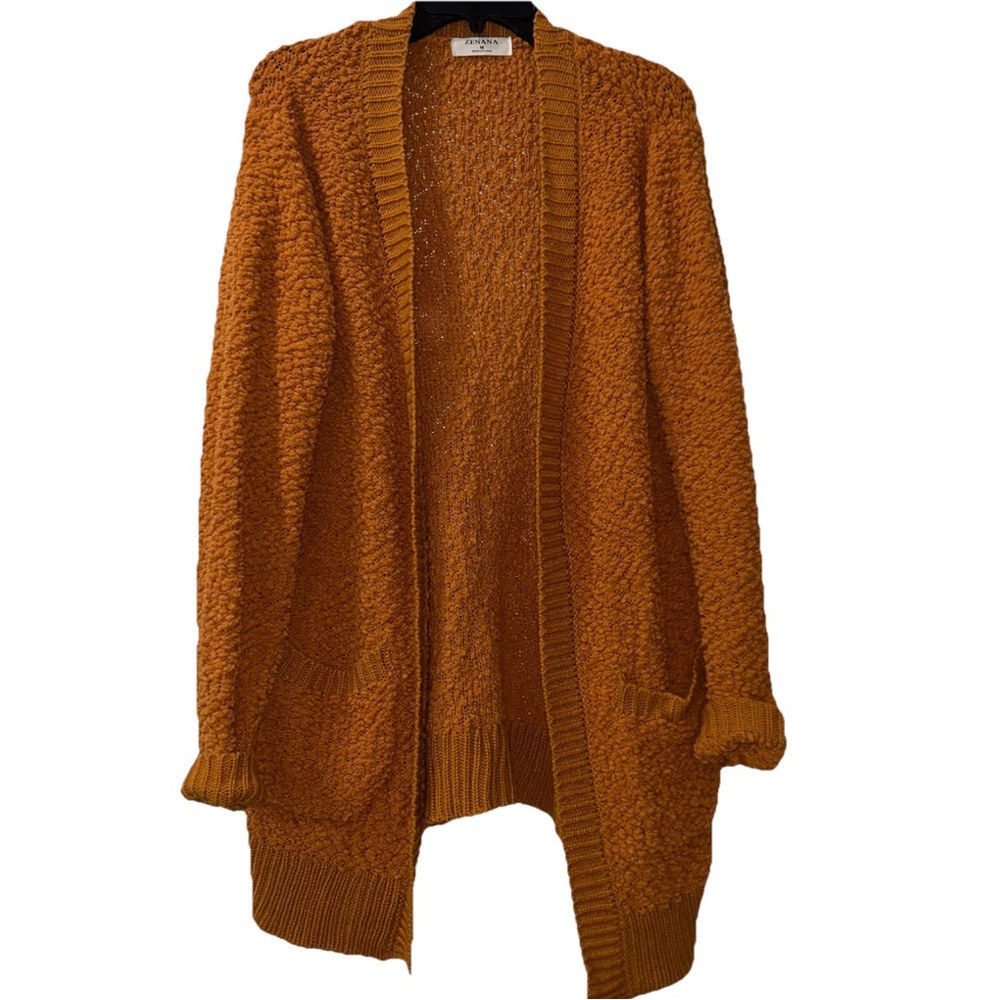 Zenana Outfitters Orange Textured Knit Cardigan Women’s Medium